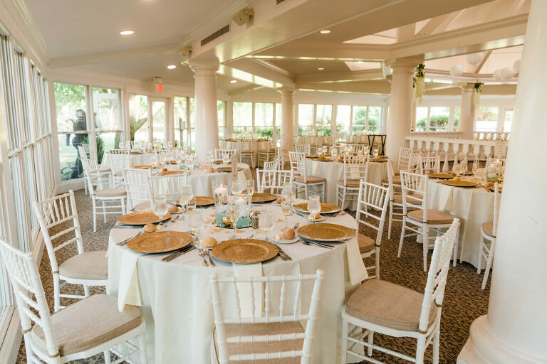 tea garden wedding decor with golds and sea blue