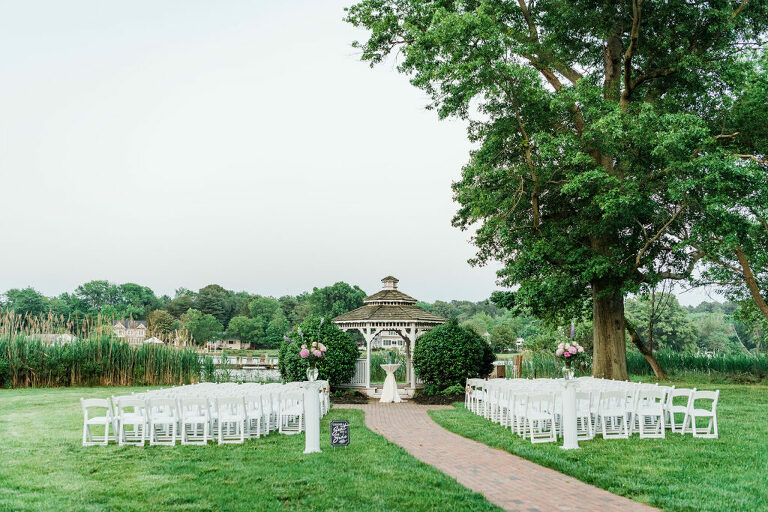 Historic waterfront Annapolis wedding venue with gazebo and gardens